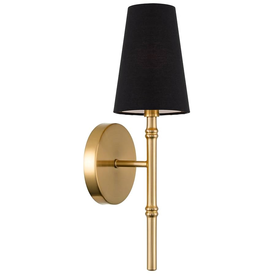 Kira Home Torche II 15" Petit Modern Wall Sconce/Wall Light + Black Linen Shade, Cool Brass Finis... | Amazon (US)
