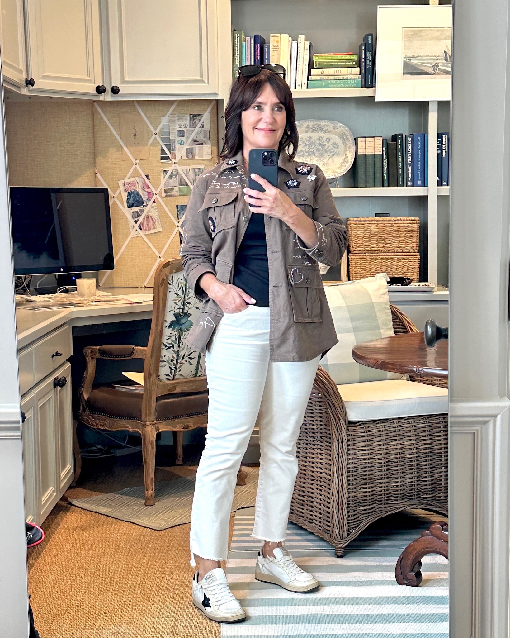 I didn’t think I was going to like this spendy little number but once I put it on I loved it! The embellishments are so cool. Wearing my usual XS - looks brown online but more green in person!

#LTKFind #LTKshoecrush #LTKstyletip