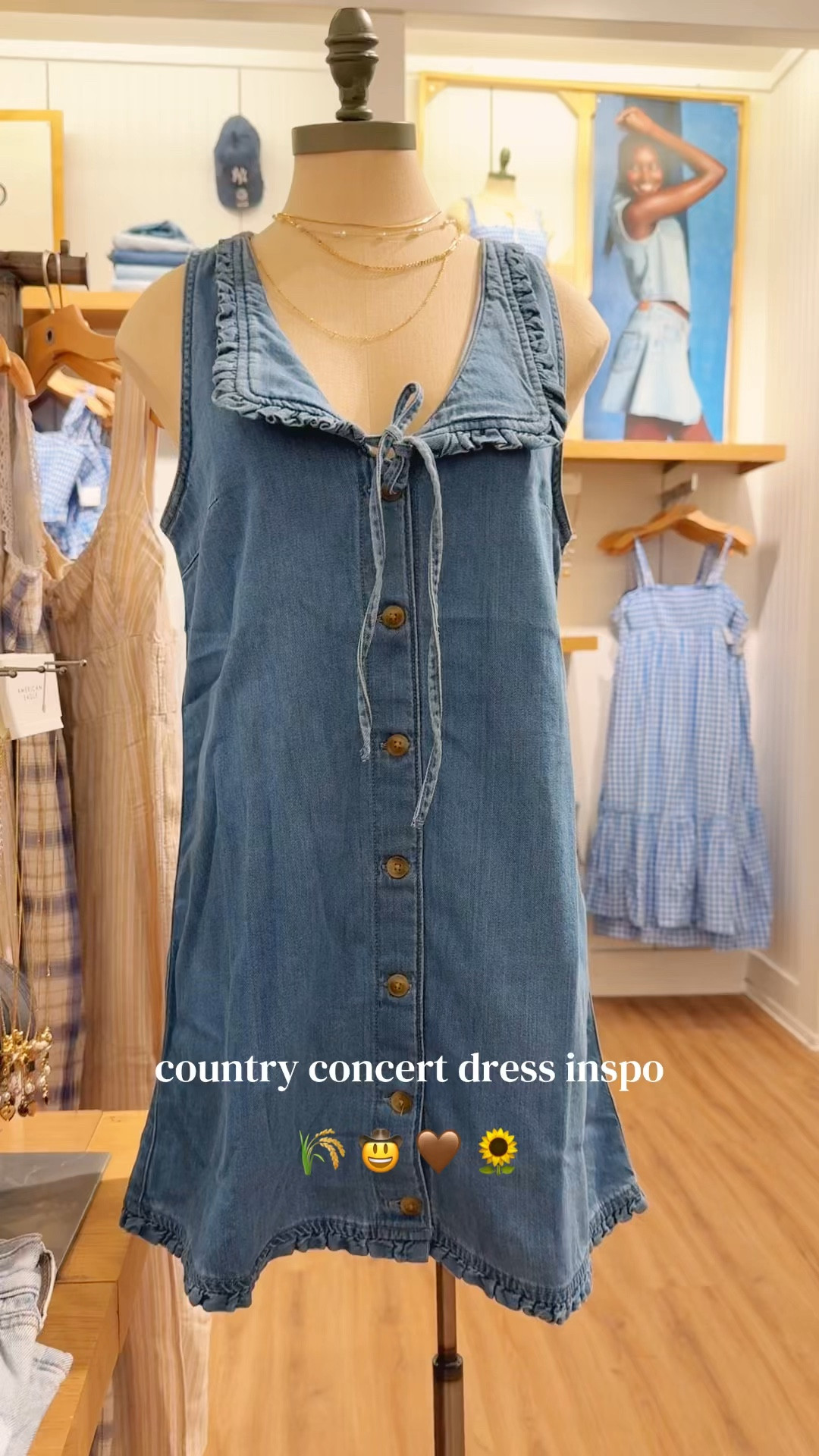 American Eagle has tons of options for cute country concert and festival outfits 🤠 denim is so in season and you don’t want to miss the perfect outfit!! @American Eagle Outfitters #ae #americaneagle #festivaloutfit #denimdress #countryconcert 

#LTKSaleAlert #LTKootd #LTKFestival