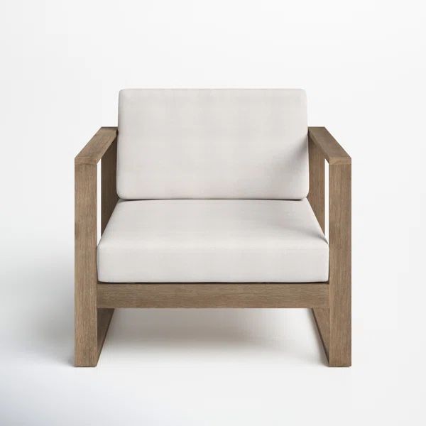 Gavina Outdoor Eucalyptus Single Chair with Cushions | Wayfair North America