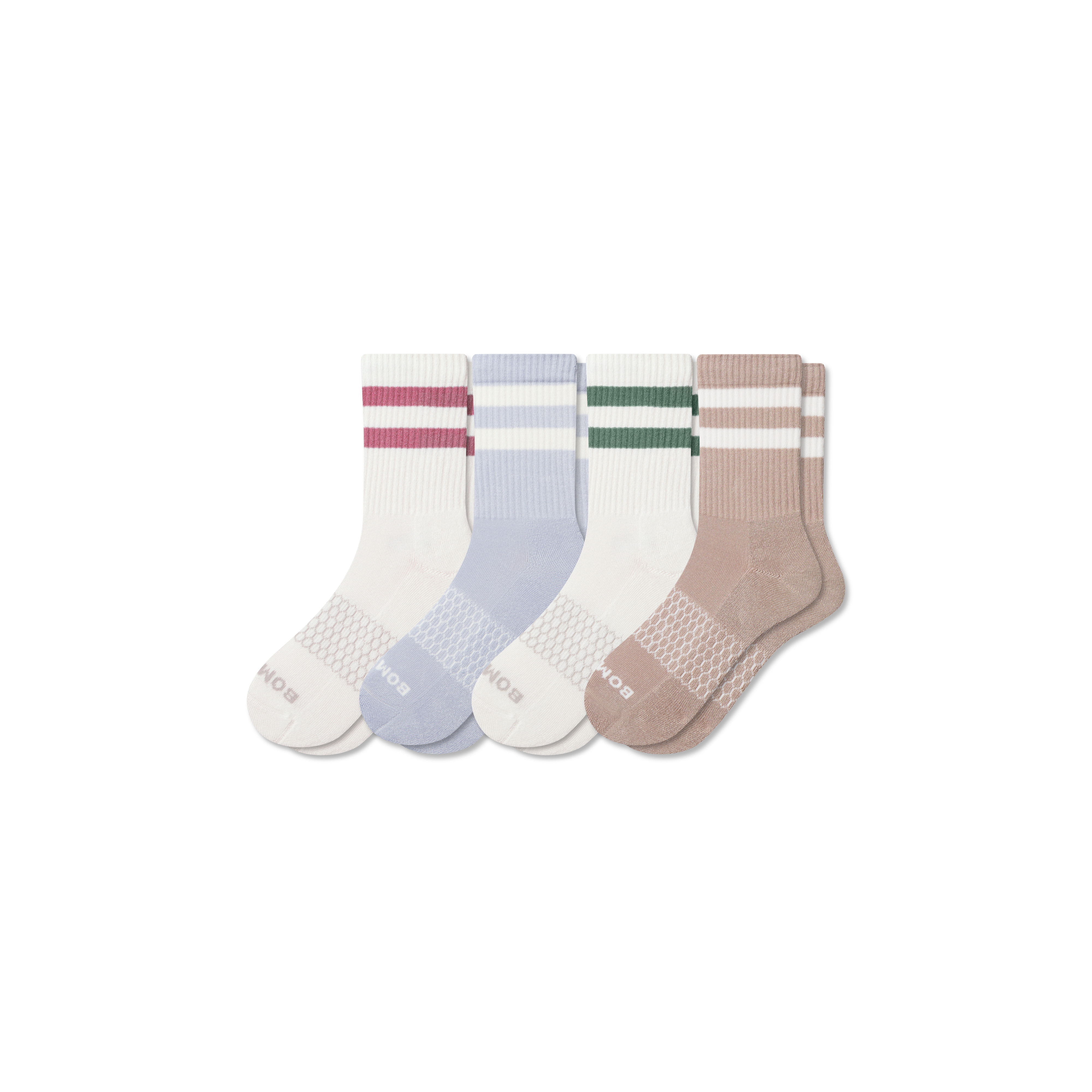 Women's Vintage Stripes Half Calf Sock 4-Pack - Misty Sky Rose Mix - Small - Cotton Blend - Bombas | Bombas