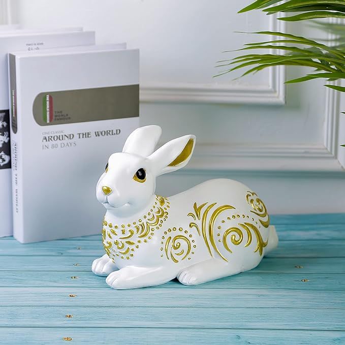 Easter Bunny Figurine Easter Rabbit Table Décor for Home Desk Shelf Wedding Decor or Spring East... | Amazon (US)