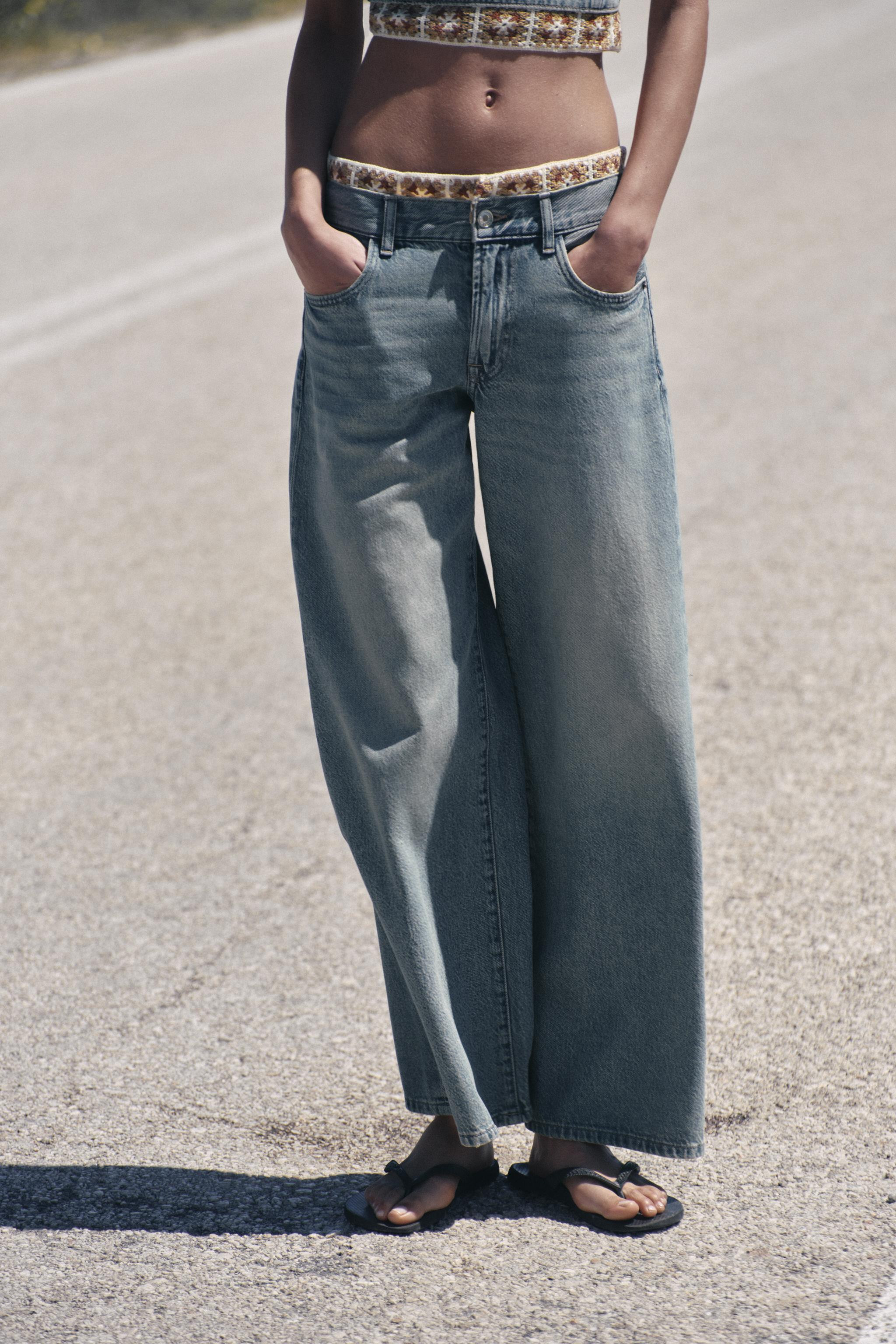 Z1975 LOOSE FIT MID-RISE CROCHET JEANS | Zara US