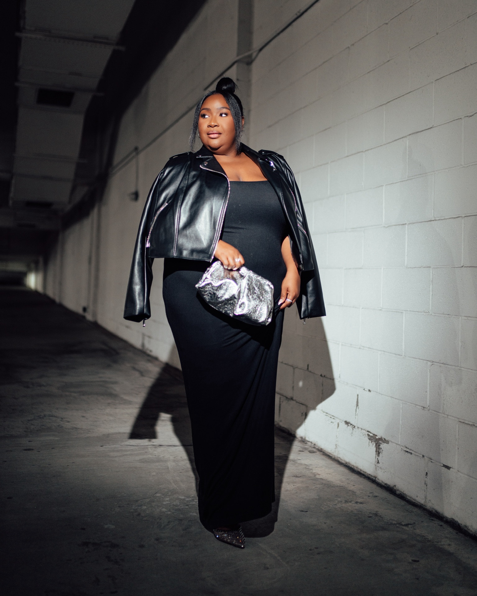 Fall date night outfit idea.

Faux leather. Moto jacket. Maxi dress. Neutrals. Plus size style. Plus size fashion. All black. Elevated casual. Casual date nights. 

#LTKPlusSize #LTKShoeCrush #LTKStyleTip