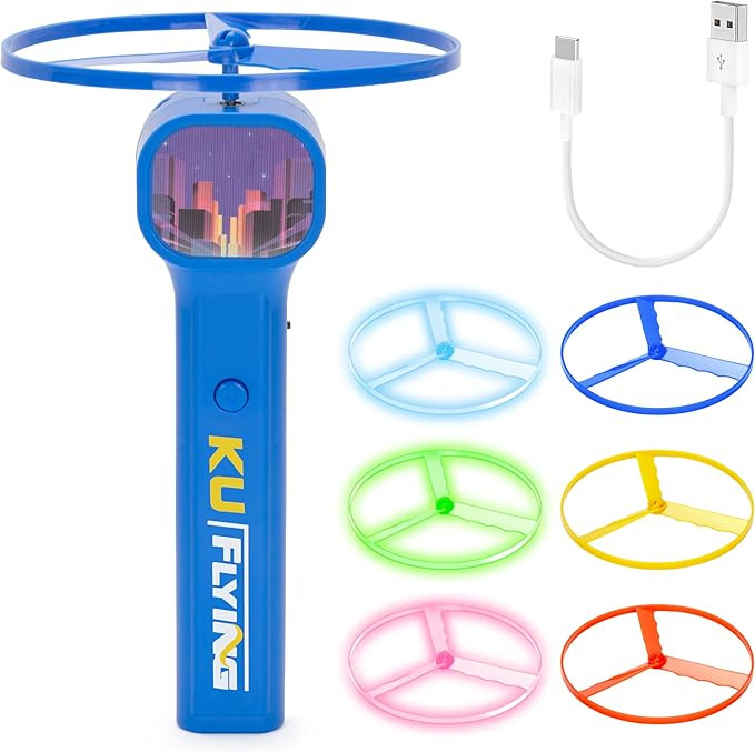 Electric Disc Launcher with 6 Flying Spinners, Glow in The Dark Rechargeable Outdoor Play Fun Spo... | Amazon (US)
