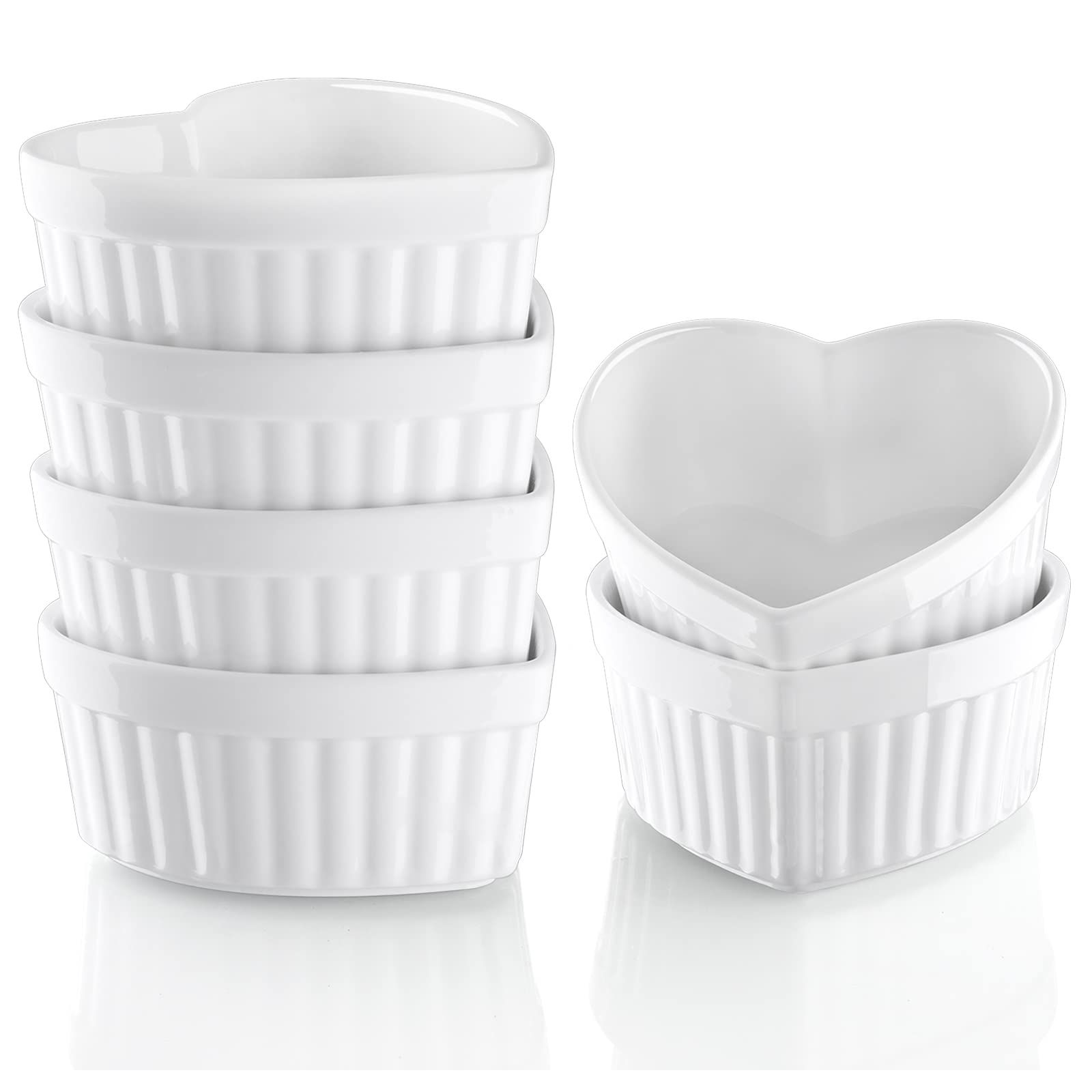 Creme Brulee Ramekins 4 oz Oven Safe, ALELION Heart Shaped Porcelain Ramekins for Baking, Souffle Di | Amazon (US)