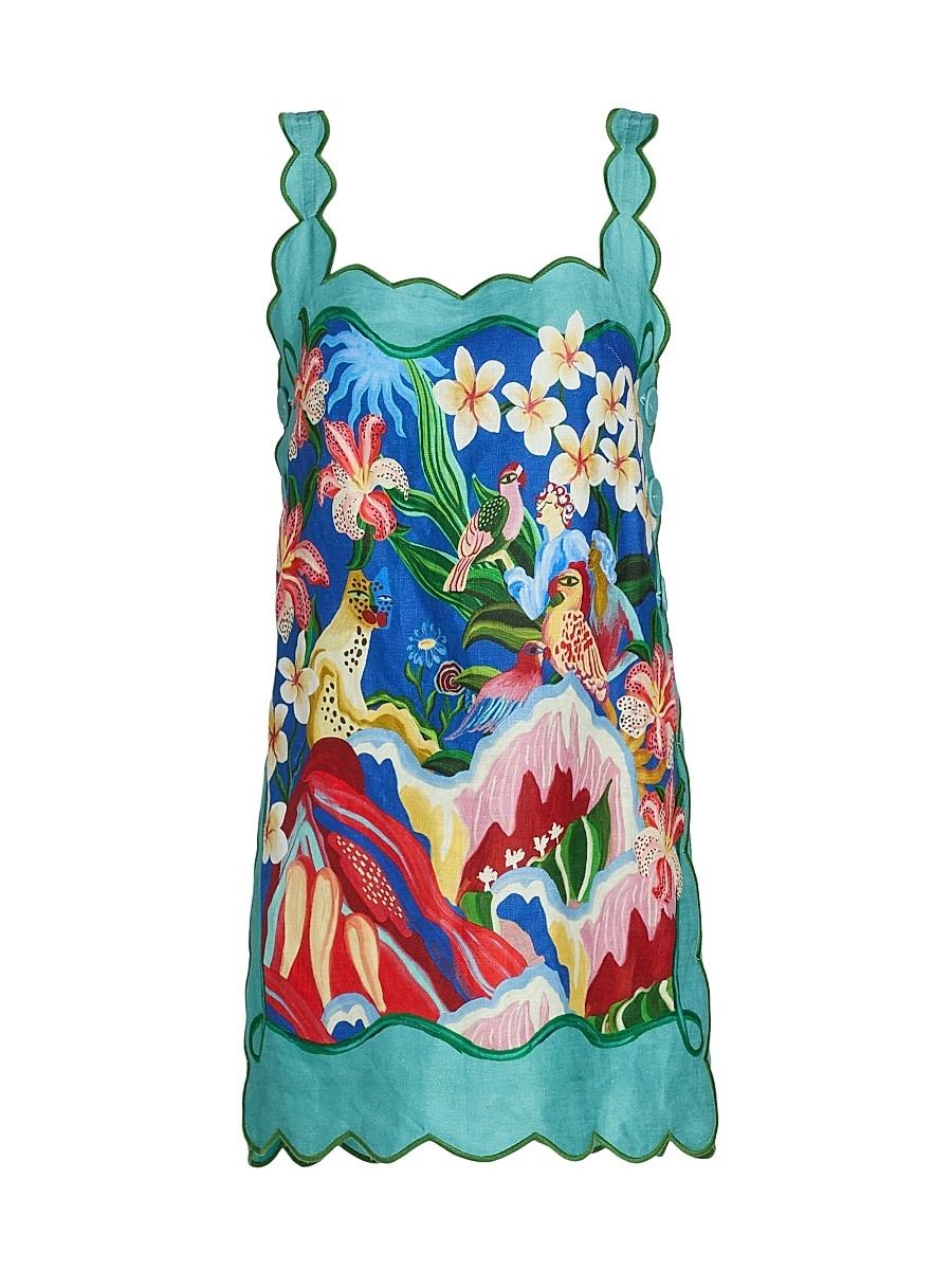 Women's Printed Scalloped Minidress - Blue - Size Small | Saks Fifth Avenue