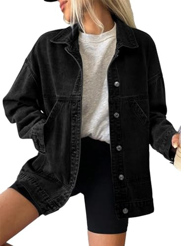 SHEWIN Jean Jacket Women Early Fall Fashion Denim Jacket Casual Long Sleeve Lightweight Fall Outf... | Amazon (US)
