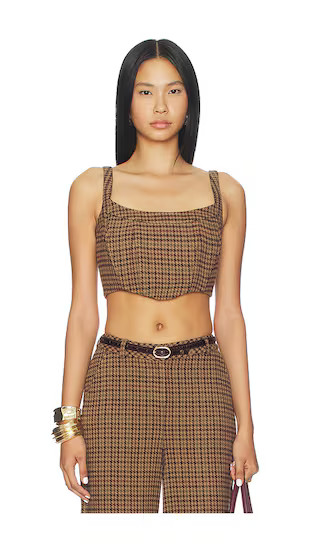 Tiffany Corset Top in Brown Multi Houndstooth | Revolve Clothing (Global)