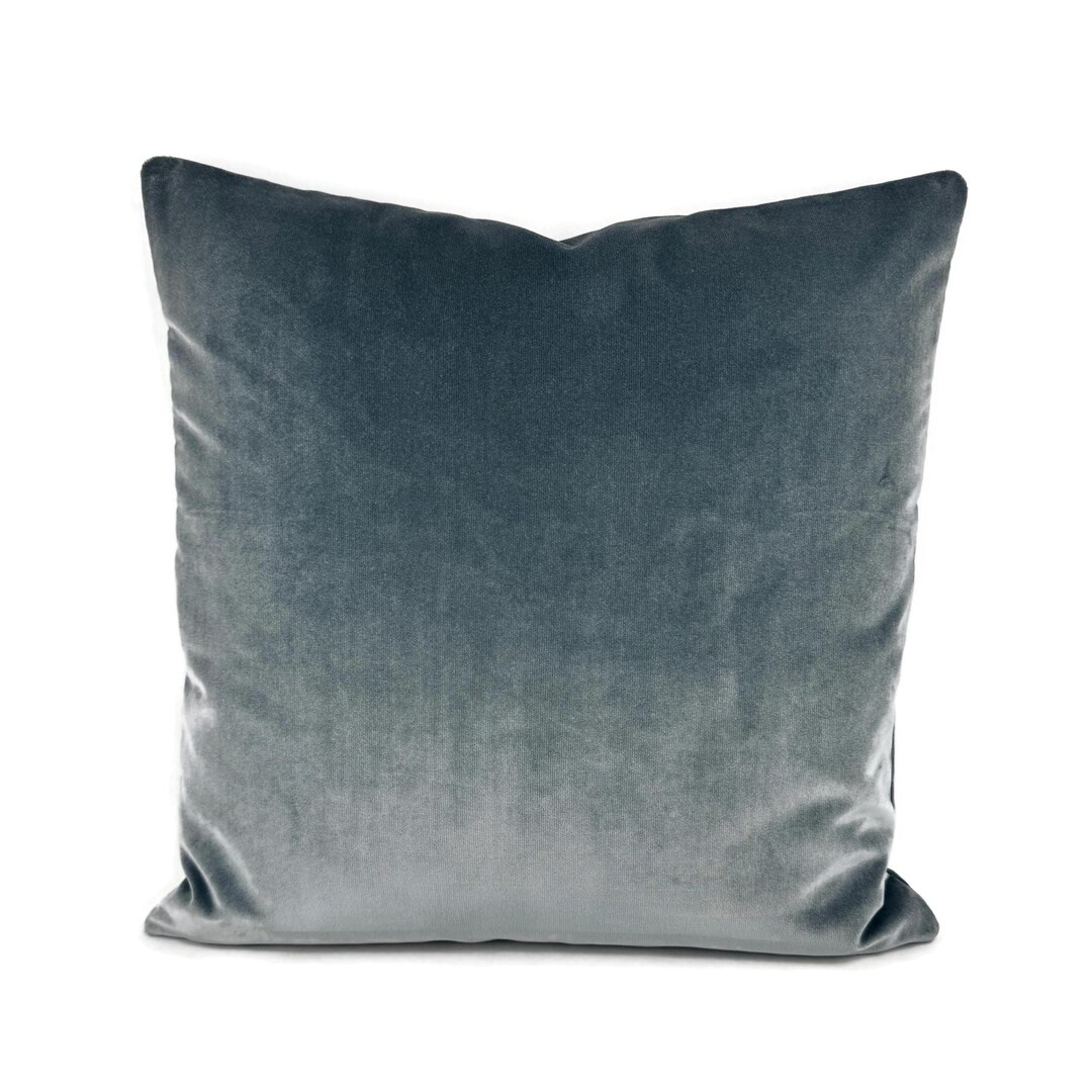 Slate Blue Plush Velvet Pillow Cover - Delft - Mineral Velvet Cushion Case - Etsy | Etsy (US)