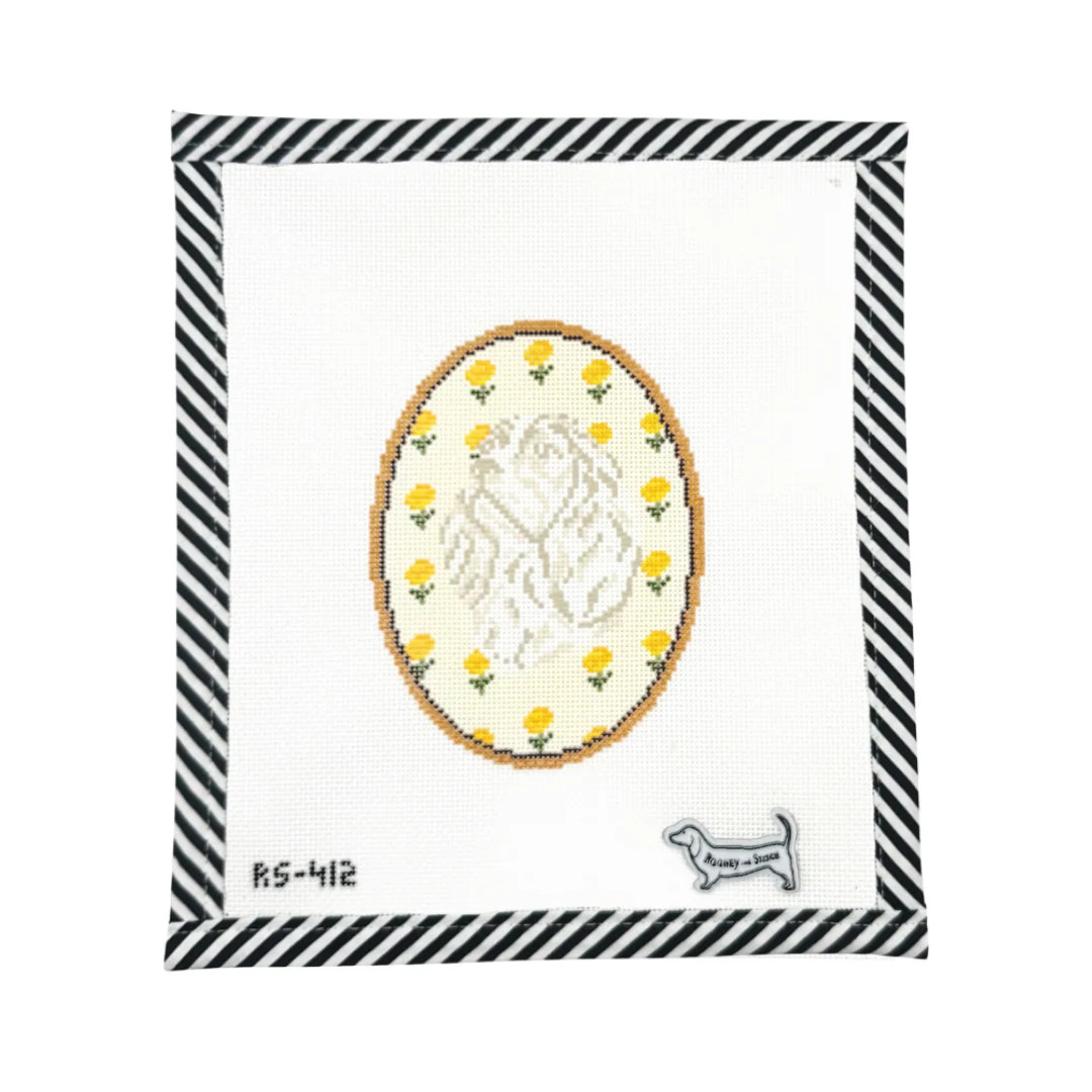The Cavalier King Charles Flower Cameo | Atlantic Blue Canvas