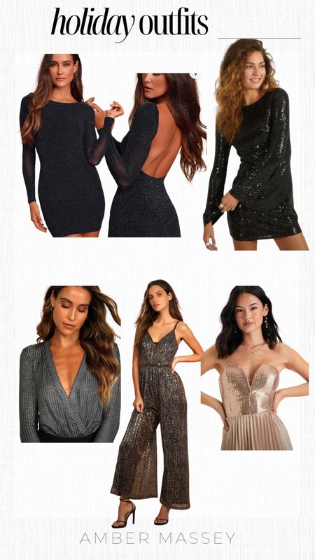 5 holiday outfit ideas from lulus. These looks would be great for all holiday parties this season. 

Shimmer | Christmas dresses | Christmas outfits | bodysuits | sequin 

#LTKHoliday #LTKfindsunder50 #LTKstyletip