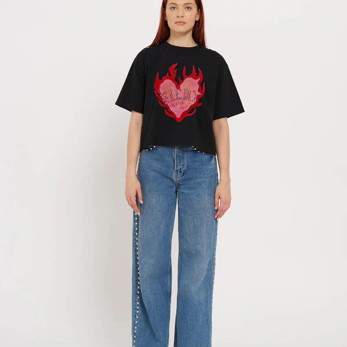 Fiery Boxy Crop Tee | Maku the Label