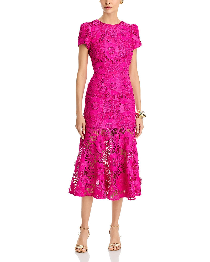 Milly Tahlia Cady Lace Short Sleeve Midi Dress | Bloomingdale's (US)