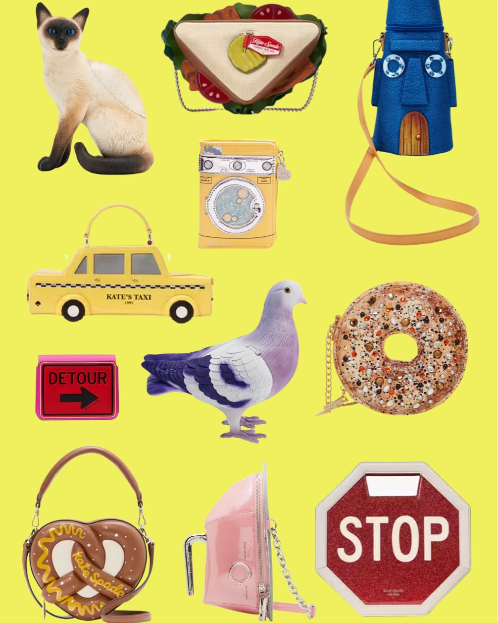 Novelty Purse
Novelty Handbag
Bagel Purse
Pigeon Clutch
Stop Sign Purse
Pretzel Crossbody Bag
Kate Spade
Betsy Johnson 
Taxi Purse
Siamese Cat
JW Pei
Washing Machine Coin Purse
Sandwich Purse
Novelty Purse
SpongeBob Purse 

#LTKItBag #LTKGiftGuide #LTKSaleAlert