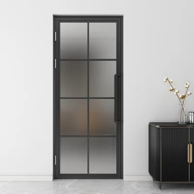 JUBEST Glass and Metal Frame Glass Hollow Swing Door Interior Standard Door | Wayfair North America