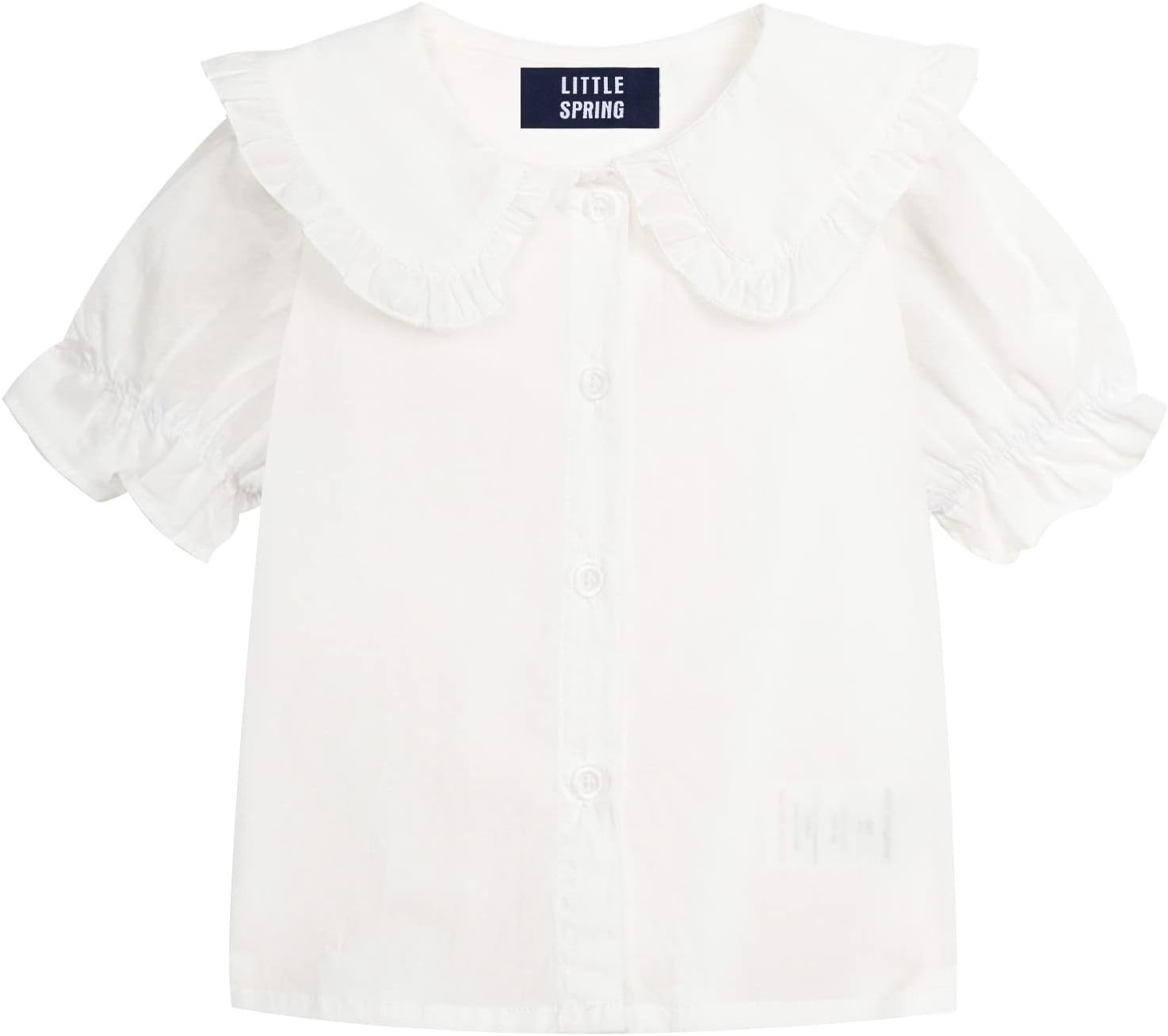 LittleSpring Girls Short Sleeve Peter Pan Blouse with Elastic Cuffs | Amazon (US)