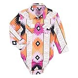 Wrangler Baby Girls' Long Sleeve Snap Bodysuit, Pink Orange Aztec, 6-9 Months | Amazon (US)