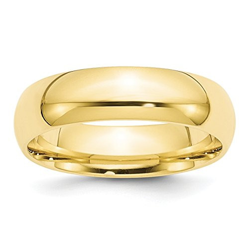 10k Yellow Gold 6mm Classic Comfort Fit Wedding Band for Unisex Wear - Solid Polished Traditional Plain Band Ring for Men and Women - Engravable Simple Commitment or Anniversary Daily Wear Jewelry | Amazon (US)