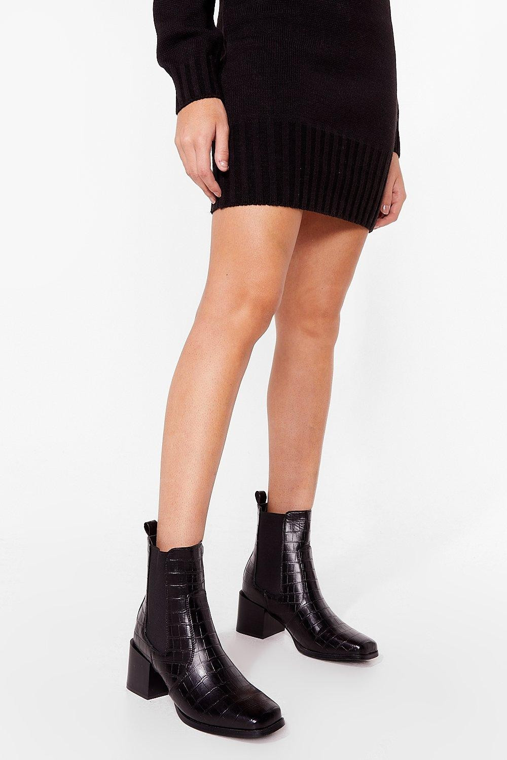 Croc-star Treatment Heeled Ankle Boots | NastyGal (US & CA)