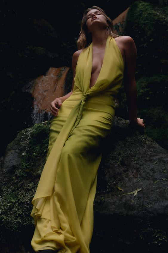 PRINTED KNOT LONG DRESS | Zara Canada