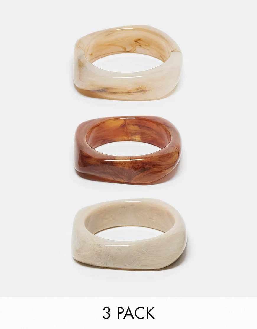 ASOS DESIGN pack of 3 bangles with resin neutral design-Multi | ASOS (Global)