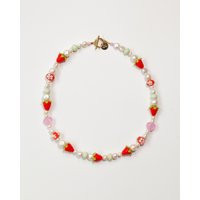 strawberry Delight Necklace, Handmade Lampwork Bespoke Fruit Themed Glass Beads, Iridescent Freshwater Pearls | Etsy (US)