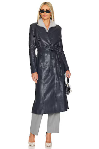 Bardot Vegan Leather Trench Coat in Navy from Revolve.com | Revolve Clothing (Global)