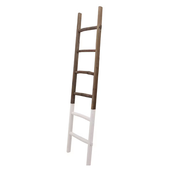 76" Wooden Decorative Ladder 2 Tone White - Sagebrook Home | Target