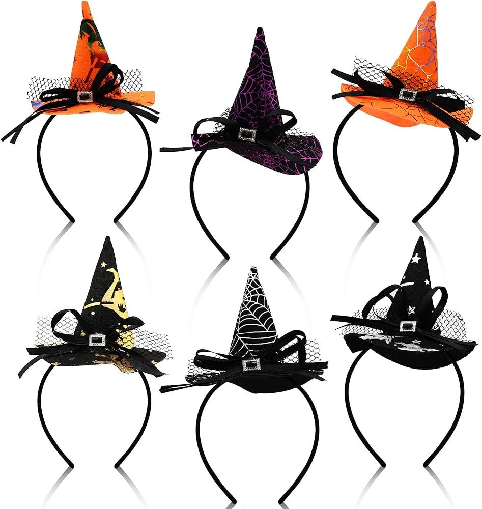 6 Pack Halloween Headbands for Women Kids, Assorted Witch Hat Headband Headwear Cosplay Costume P... | Amazon (US)