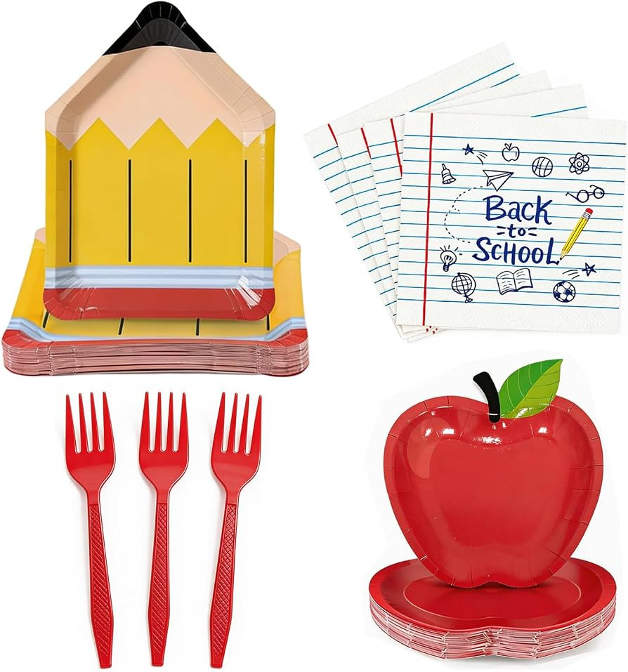 100Pcs Back to School Plates and Napkins, Prek Graduation Tableware Set | Amazon (US)