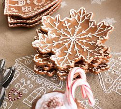 Gingerbread Snowflake Stoneware Appetizer Plates - Set of 4 | Pottery Barn (US)