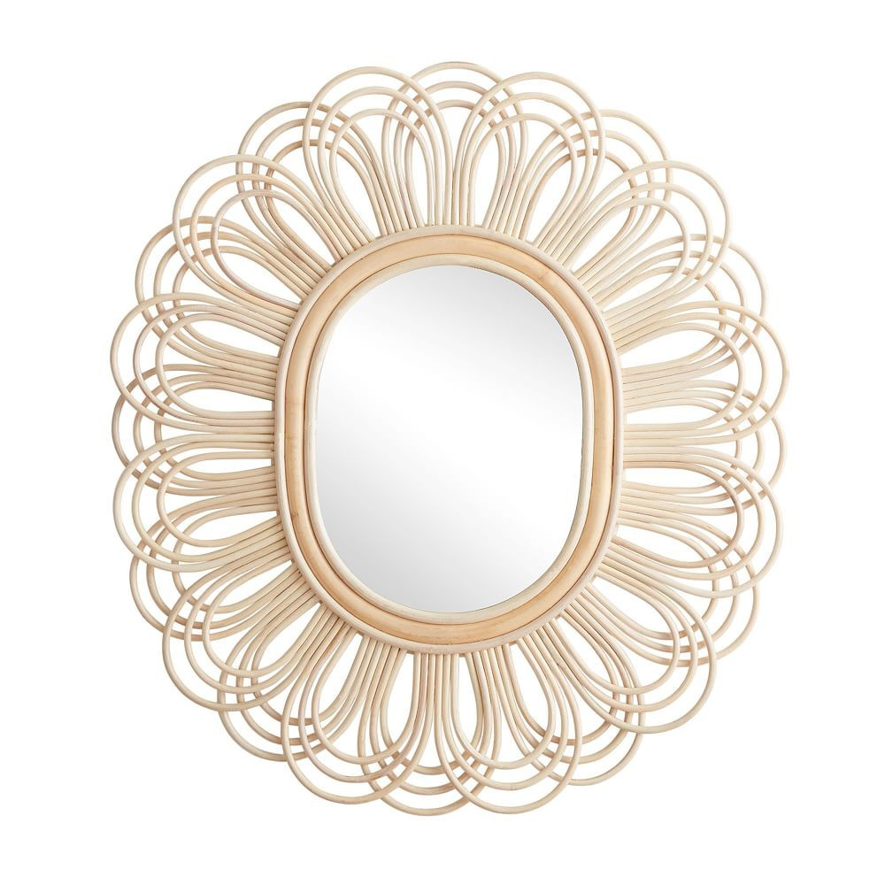 Rattan Flower Shaped Mirror, Natural | Pottery Barn Teen
