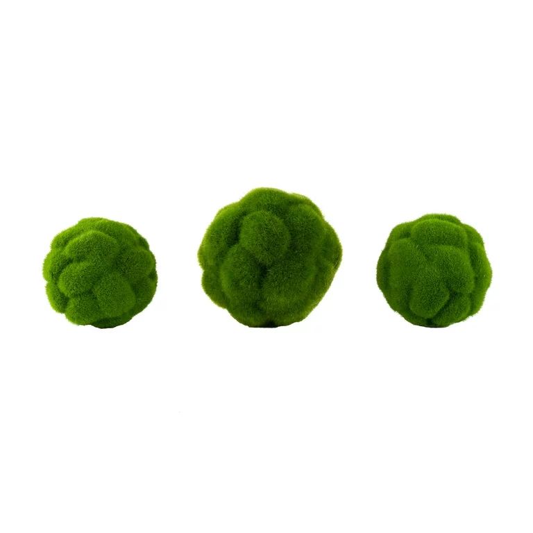 3 Pc Decorative Green Moss Ball Bowl Filler Décor (1-4.76" & 2-3.94" Balls) | Walmart (US)