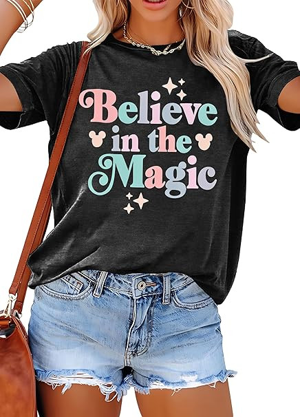 FRYAID Magical Shirt Women Believe in The Magic Tshirt Kingdom Castle Tie Dye Tee Family Holiday ... | Amazon (US)