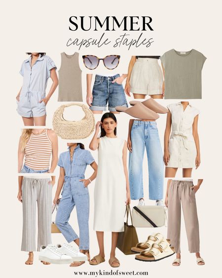 Summer Capsule staples! Cream Birkenstocks, denim jumper, a great shoulder bag, sunglasses, and so much more items that are great pieces to have in your wardrobe! 

#LTKSeasonal #LTKstyletip #LTKshoecrush