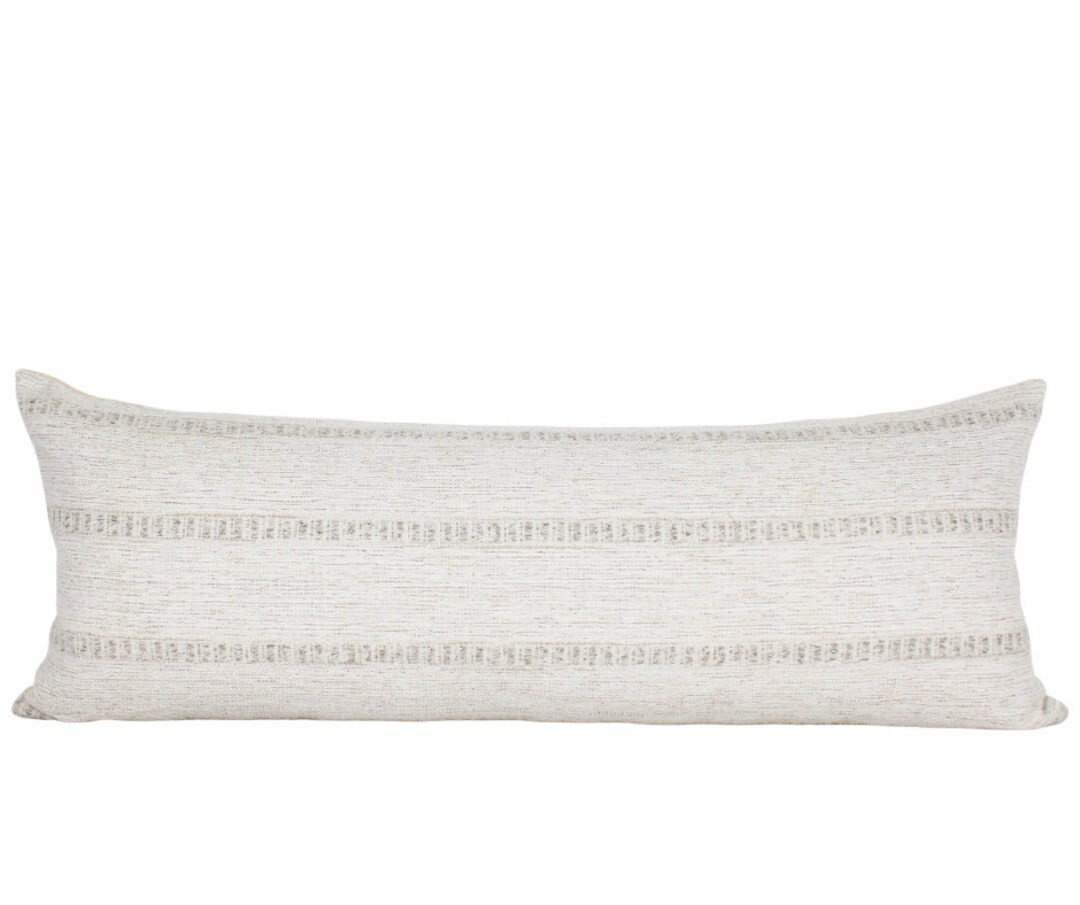 Stripe Fabric, Natural Cover Pillow| Extra Large Pillow| Lumbar Cover Pillow 14x36| Decor Cover P... | Etsy (US)