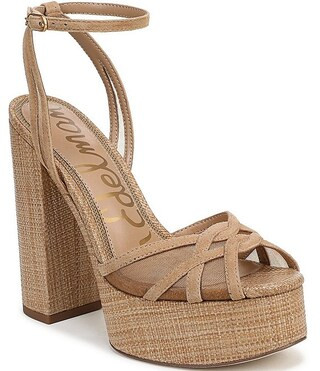 Sandy Metallic Mesh and Suede Ankle Strap Platform Dress Sandals | Dillard's