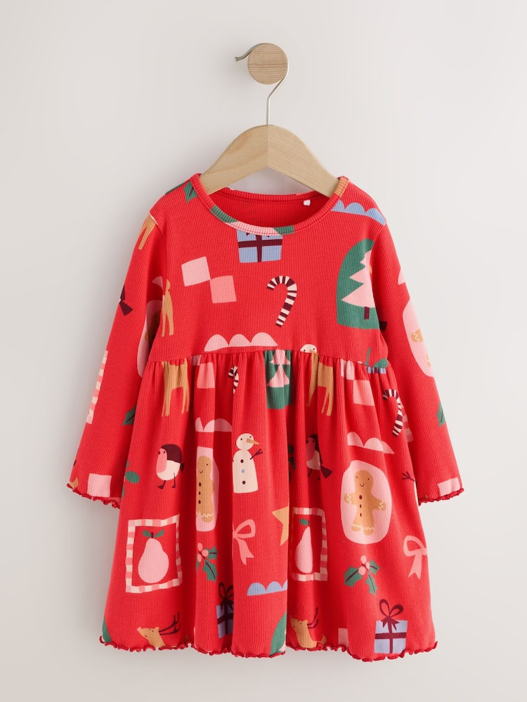 Red Long Sleeve Christmas Dress (3mths-7yrs) | Next US
