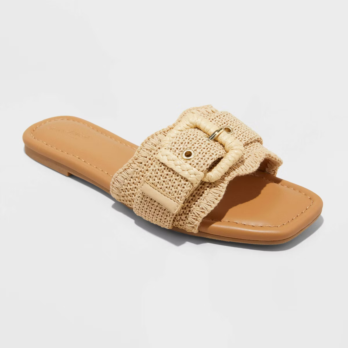 Women's Linda Raffia Buckle Slide Sandals - Universal Thread™ Tan | Target