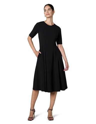 Maggy London Women's Dresses Short Sleeve Double Pleat Midi Dress, Black, 18 | Amazon (US)