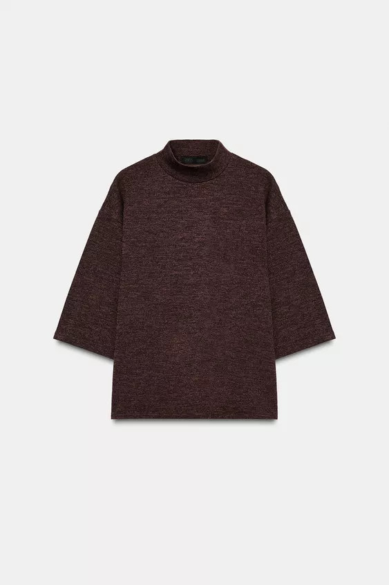 HIGH NECK PIQUÉ T-SHIRT | Zara UK