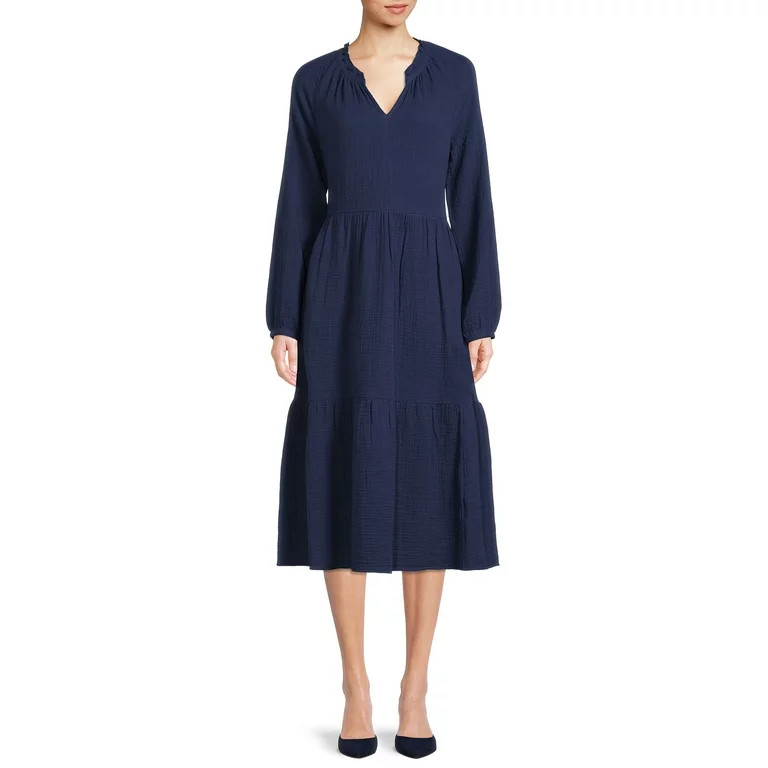 BeachLunchLounge Women's Ruffle Hem Cotton Dress | Walmart (US)