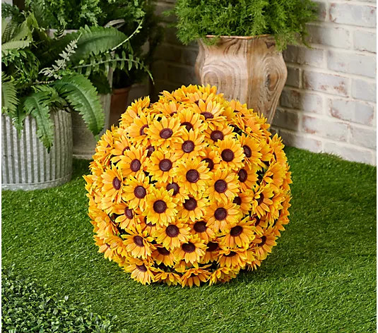 "As Is" Wicker Park Oversized Indoor/Outdoor Faux Floral Sphere - QVC.com | QVC