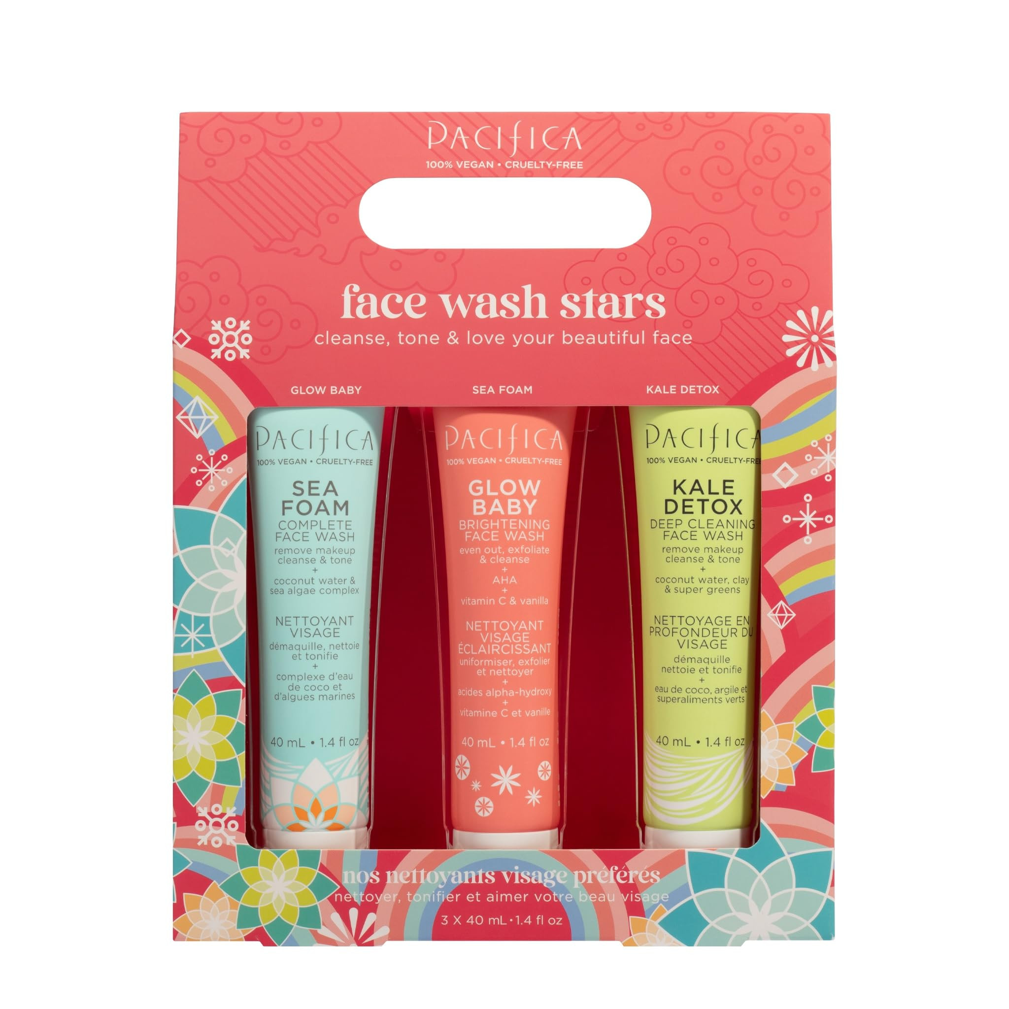 Pacifica Face Wash Set - Preppy Skincare Gift Set Value Kit for Holidays | Brightens, Tones and D... | Amazon (US)