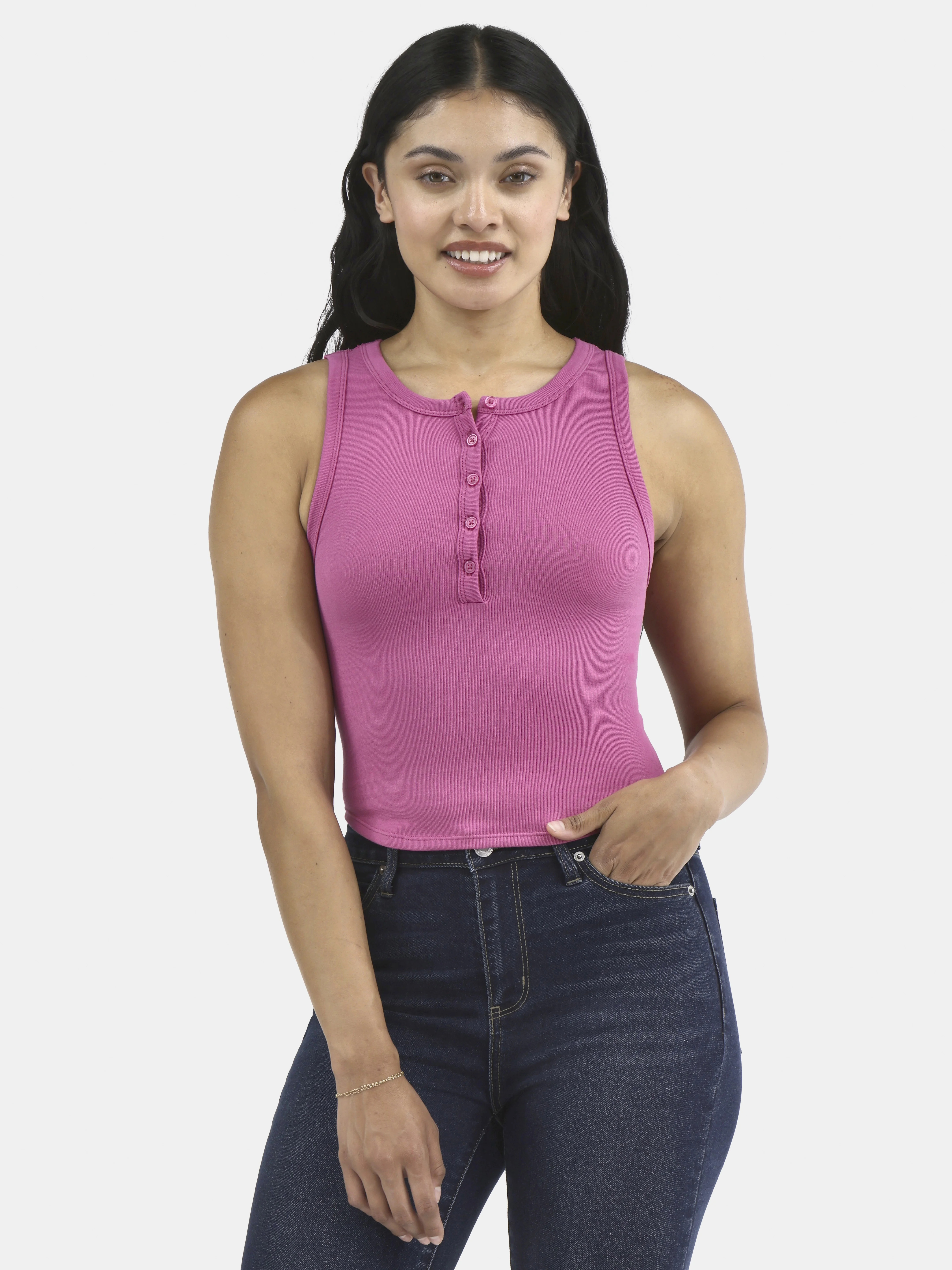 No Boundaries Seamless Henley Tank, Women's - Walmart.com | Walmart (US)