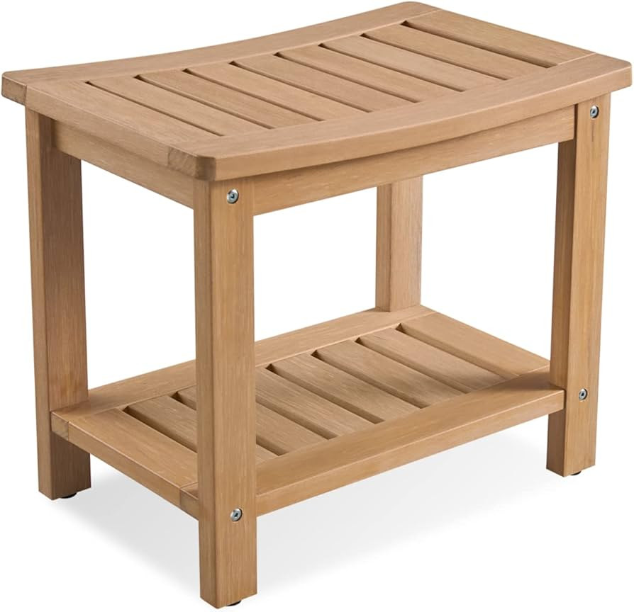 Psilvam Poly Lumber Shower Bench, Shower Stool with Storage Shelf, Water Resistant & Non-Slip Des... | Amazon (US)