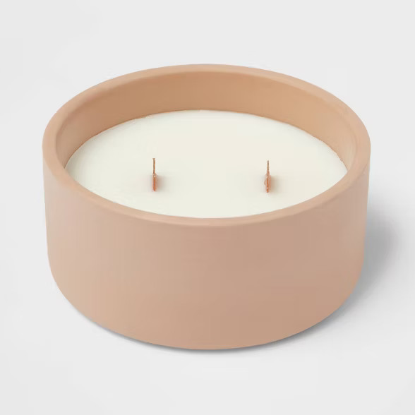 8oz 2-Wick Brown Matte Ceramic Woodwick Candle Red Mango and Amber - Threshold™ | Target