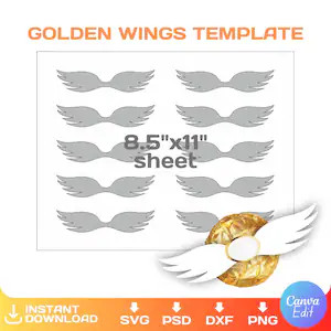 golden snitch rocher candy wings, DIY, wizard party favors, cut files, svg, Cricut, png, Canva, W... | Etsy (US)