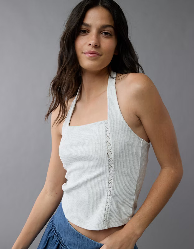 AE Lace Halter Tank Top | American Eagle Outfitters (US & CA)